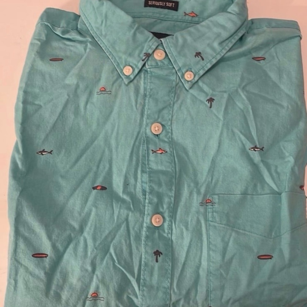 American Eagle Outfitters Teal Shirt with Nautical Accents